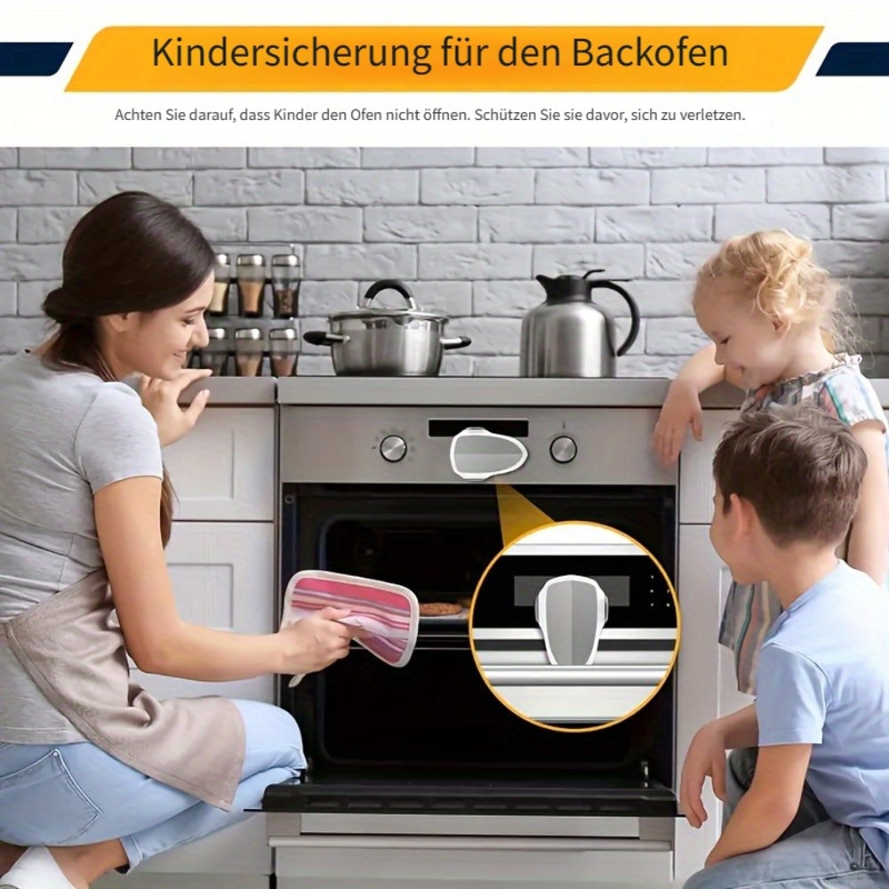 Childproof Oven Door Lock for Toddlers, Heat-Resistant Self-Adhesive Lock, No-Drill, Durable Baby Safety Locks