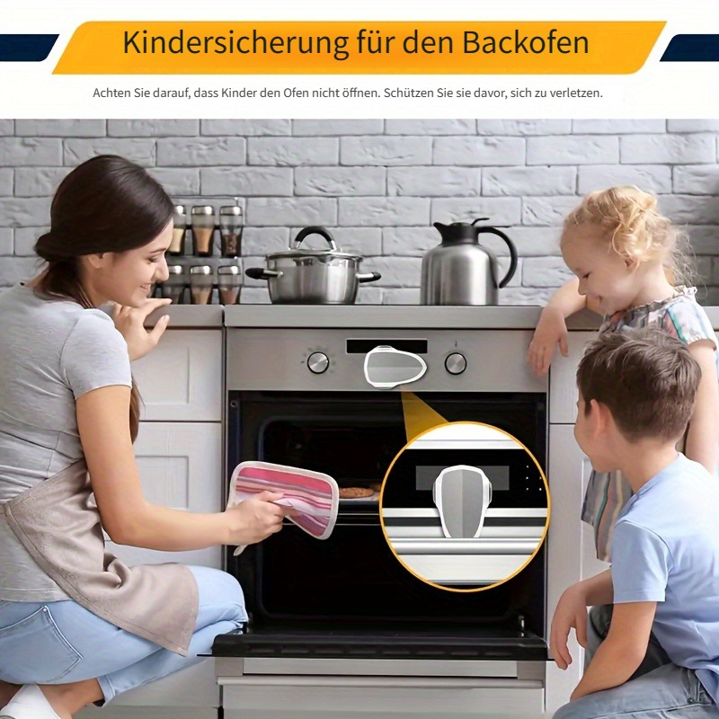 Childproof Oven Door Lock for Toddlers, Heat-Resistant Self-Adhesive Lock, No-Drill, Durable Baby Safety Locks