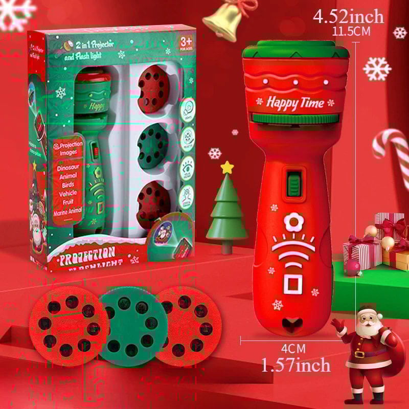 Christmas Projection Flashlight, Magic Projector Wonder Lamp Toy for Kids, 24 Christmas Images Featuring Elk and Santa C