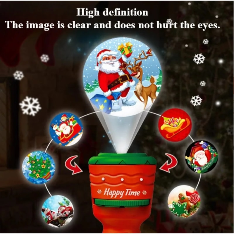 Christmas Projection Flashlight, Magic Projector Wonder Lamp Toy for Kids, 24 Christmas Images Featuring Elk and Santa C