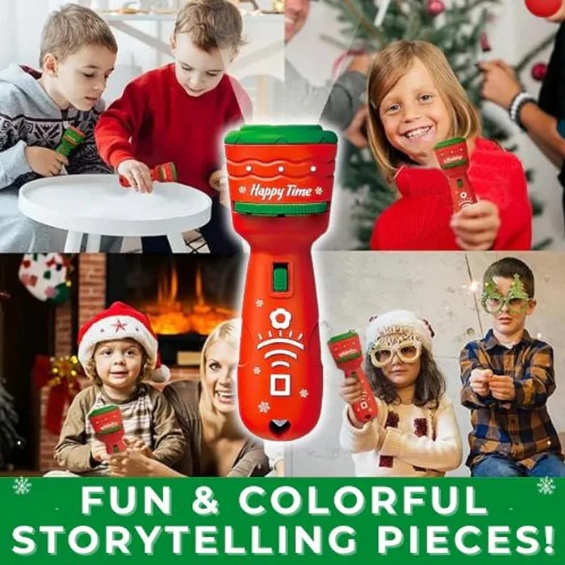 Christmas Projection Flashlight, Magic Projector Wonder Lamp Toy for Kids, 24 Christmas Images Featuring Elk and Santa C