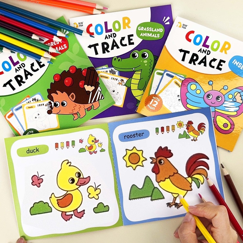 Cartoon Animal Coloring Book, Fun Activity Travel Toy, Art Painting Set for Boy Girl, Educational Gift for Kids