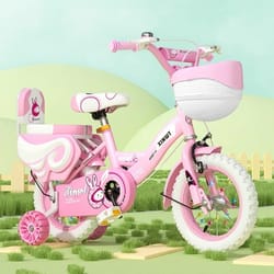 cute cartoon princess girls bike, folding children's bicycle with training wheels, doll seat & basket, kids cycle bike