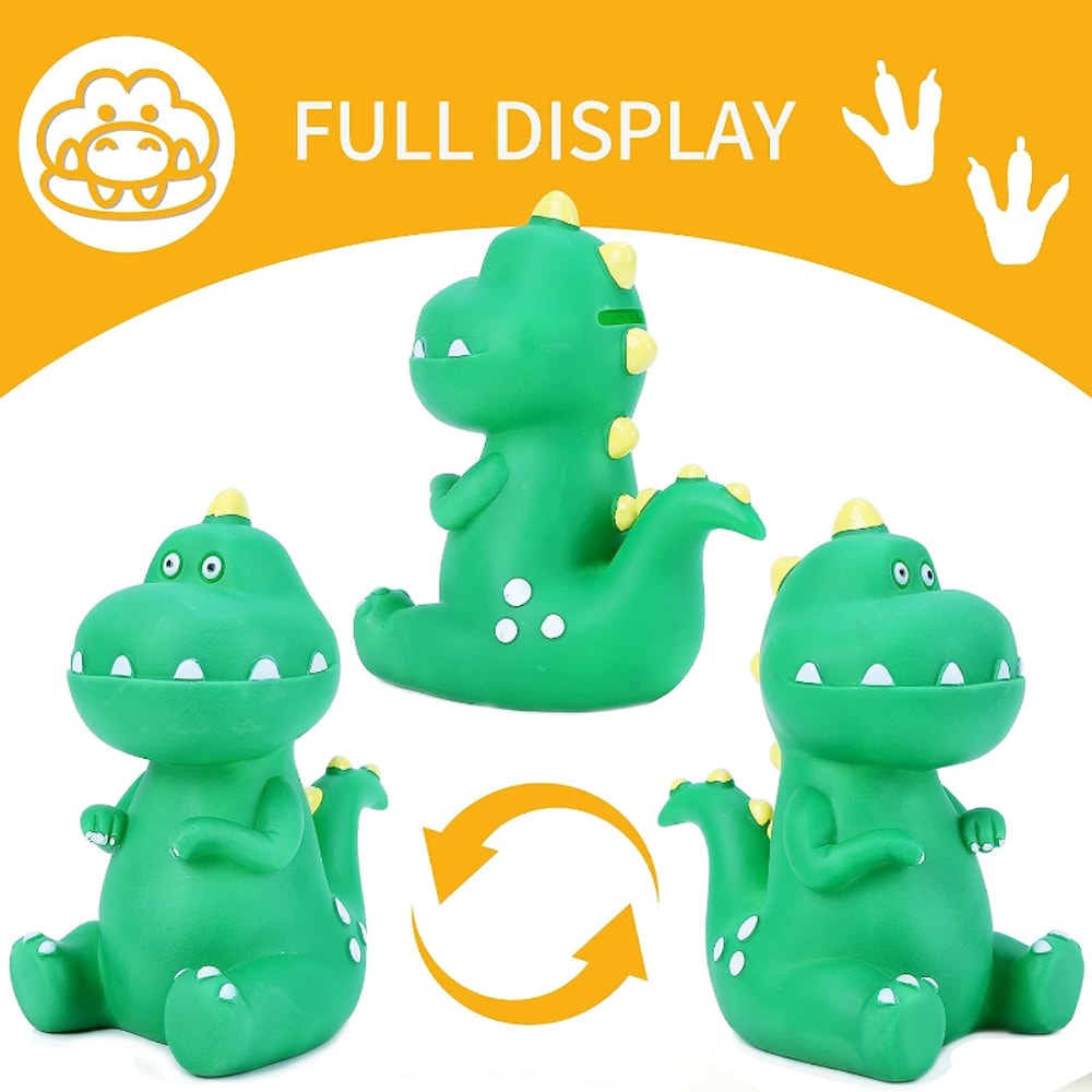 Shatterproof Tyrannosaurus Rex Piggy Bank, Dinosaur Money Bank for Kids, First Coin Bank Gift for Boys and Girls