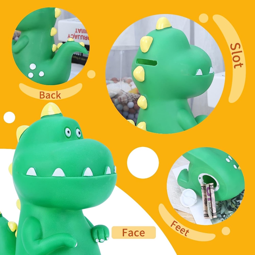 Shatterproof Tyrannosaurus Rex Piggy Bank, Dinosaur Money Bank for Kids, First Coin Bank Gift for Boys and Girls