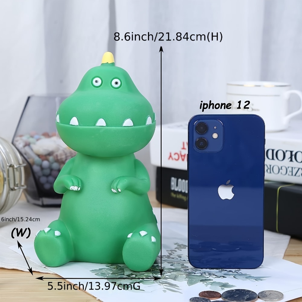 Shatterproof Tyrannosaurus Rex Piggy Bank, Dinosaur Money Bank for Kids, First Coin Bank Gift for Boys and Girls