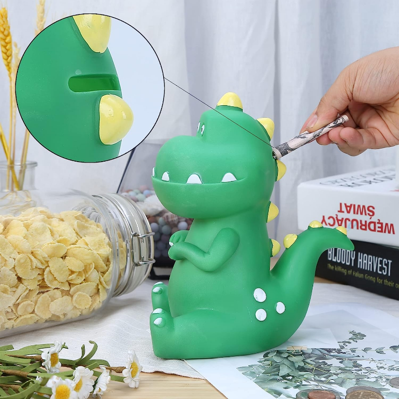 Shatterproof Tyrannosaurus Rex Piggy Bank, Dinosaur Money Bank for Kids, First Coin Bank Gift for Boys and Girls