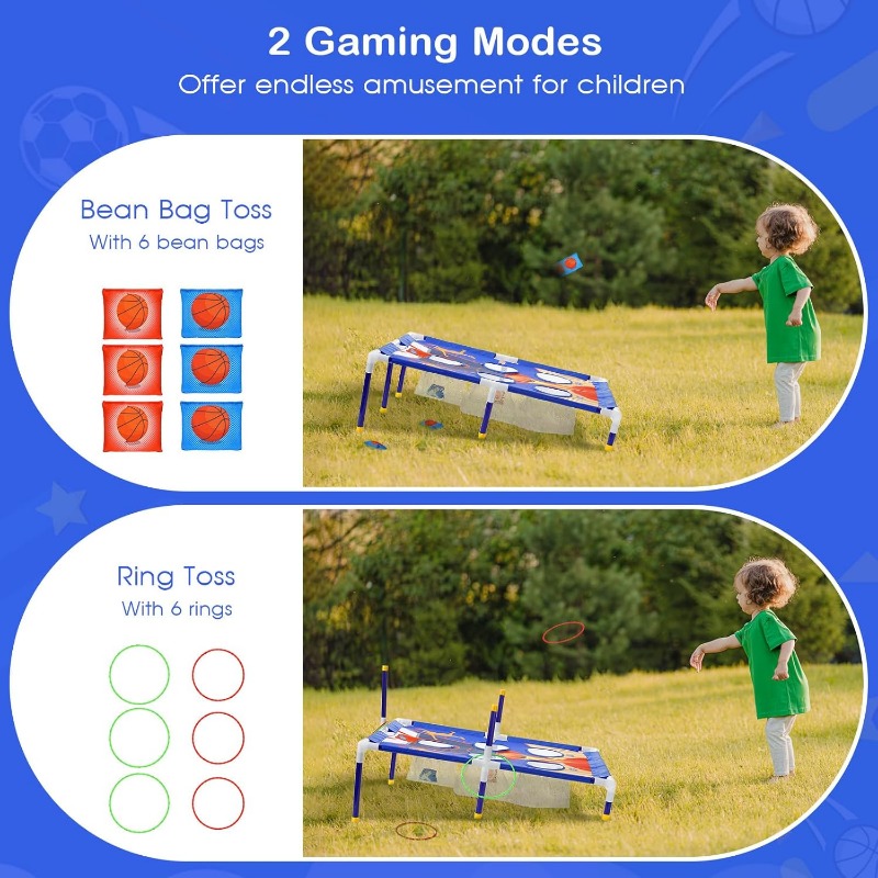 Outdoor Toss Game Combo for Kids, Carnival Games Bean Bags, Ring Toss, Family Fun, Birthday Gift