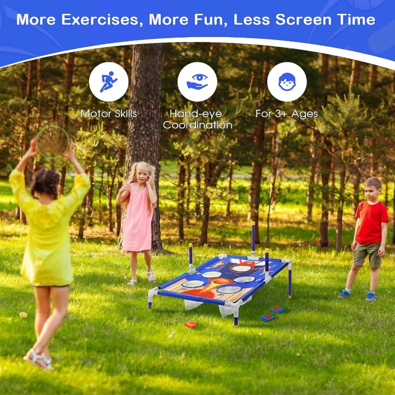 Outdoor Toss Game Combo for Kids, Carnival Games Bean Bags, Ring Toss, Family Fun, Birthday Gift