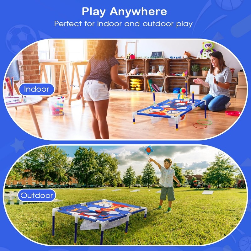 Outdoor Toss Game Combo for Kids, Carnival Games Bean Bags, Ring Toss, Family Fun, Birthday Gift