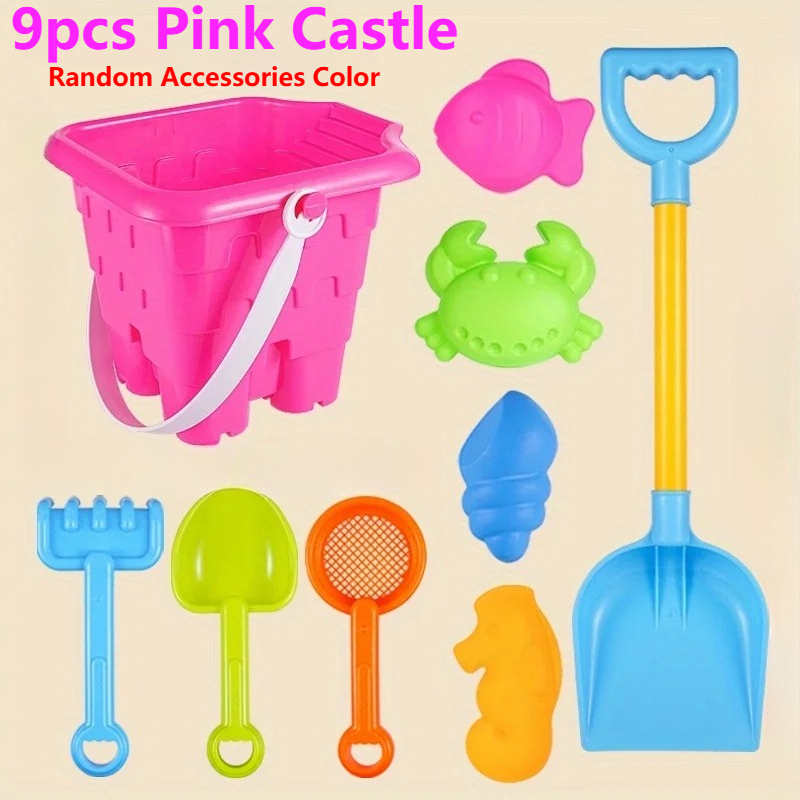Sandcastle Sand Bucket Shovels For Toddlers Girls Beach Toys Set For Kids Animal Sand Molds Travel 7