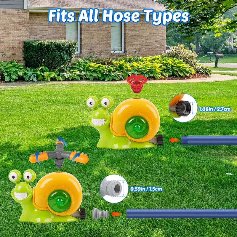 Rotating Snail Water Sprinkler Baseball Toy, Water Splashing Fun with Sprinkler Heads for Kids