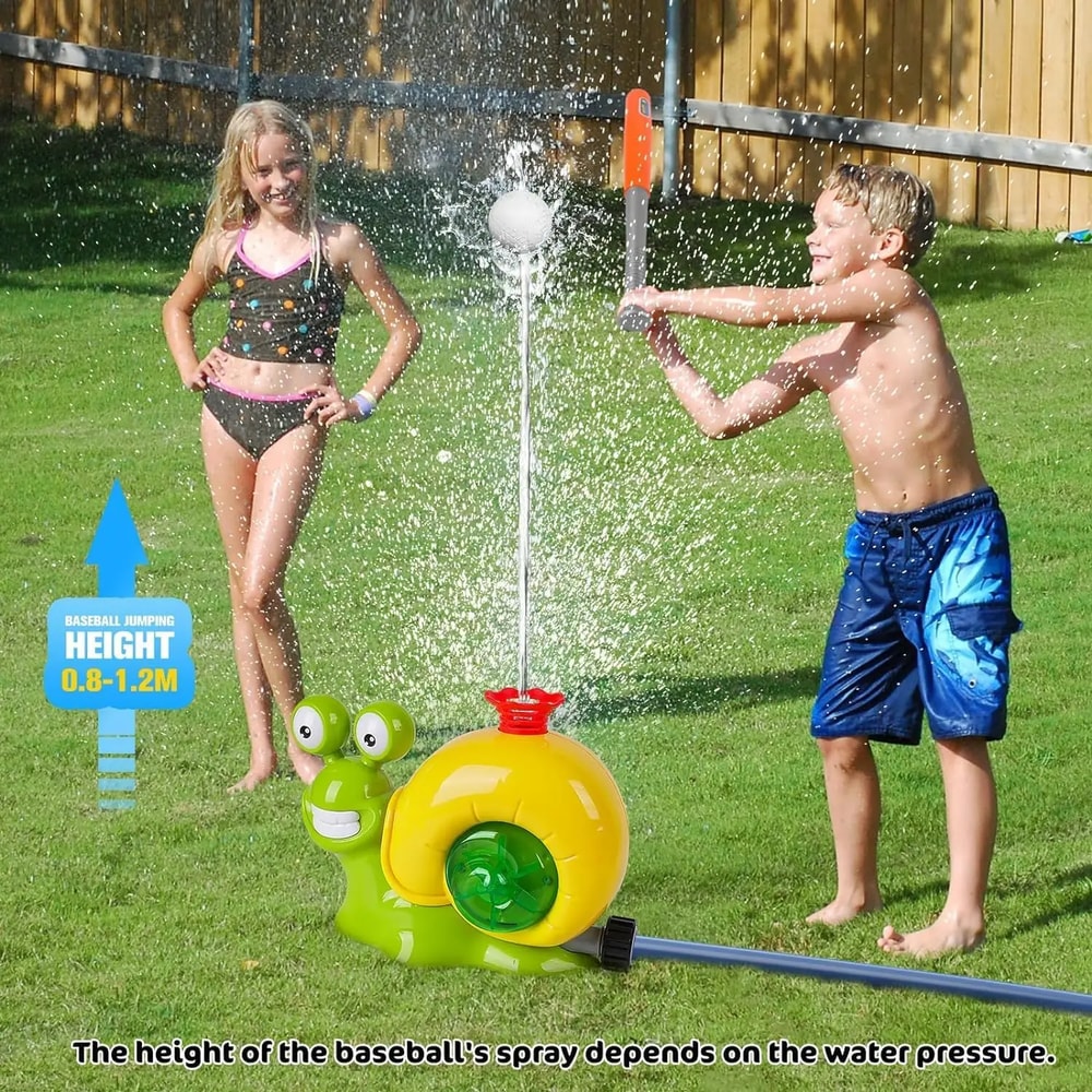 Rotating Snail Water Sprinkler Baseball Toy, Water Splashing Fun with Sprinkler Heads for Kids