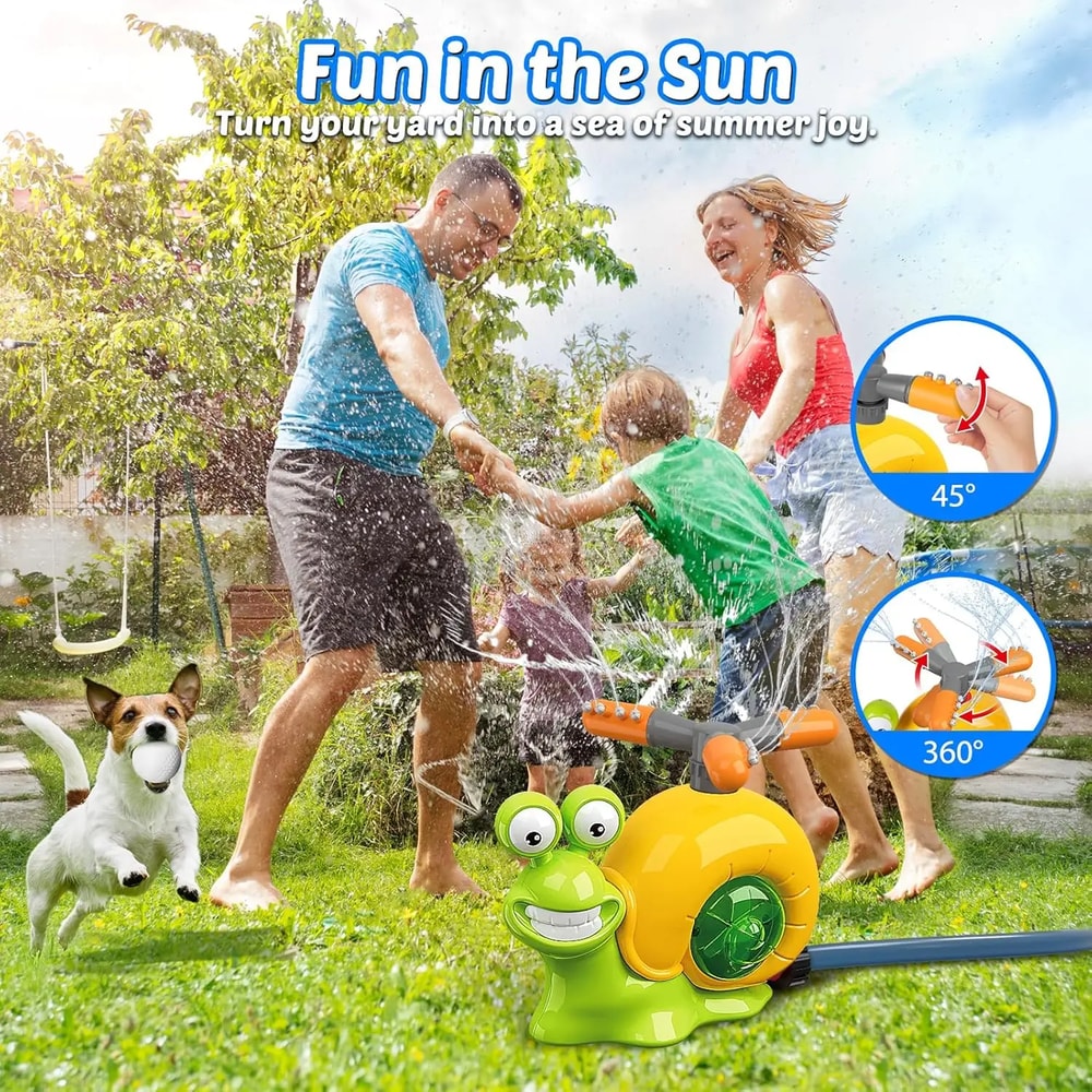 Rotating Snail Water Sprinkler Baseball Toy, Water Splashing Fun with Sprinkler Heads for Kids