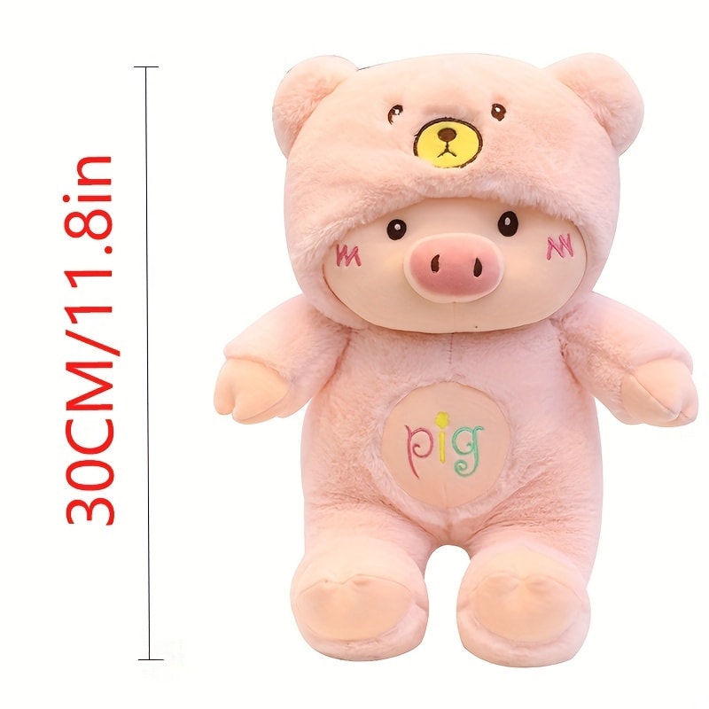 Stuffed Cartoon Pig Plush Toy With Bear Hat Cute Doll For Bed Sofa Decoration Birthday Gifts For Ki 1