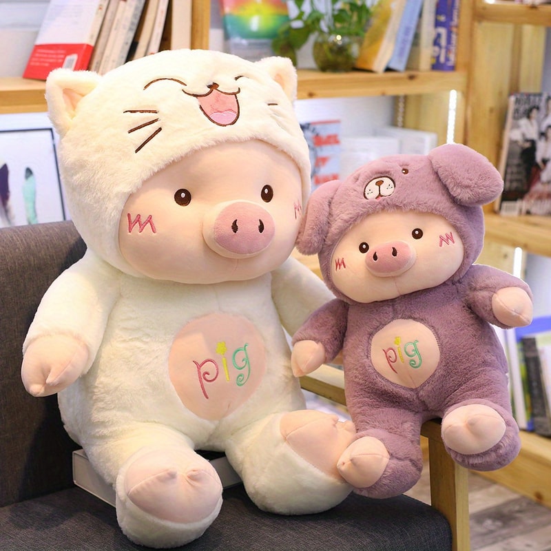 Stuffed Cartoon Pig Plush Toy With Bear Hat Cute Doll For Bed Sofa Decoration Birthday Gifts For Ki 2