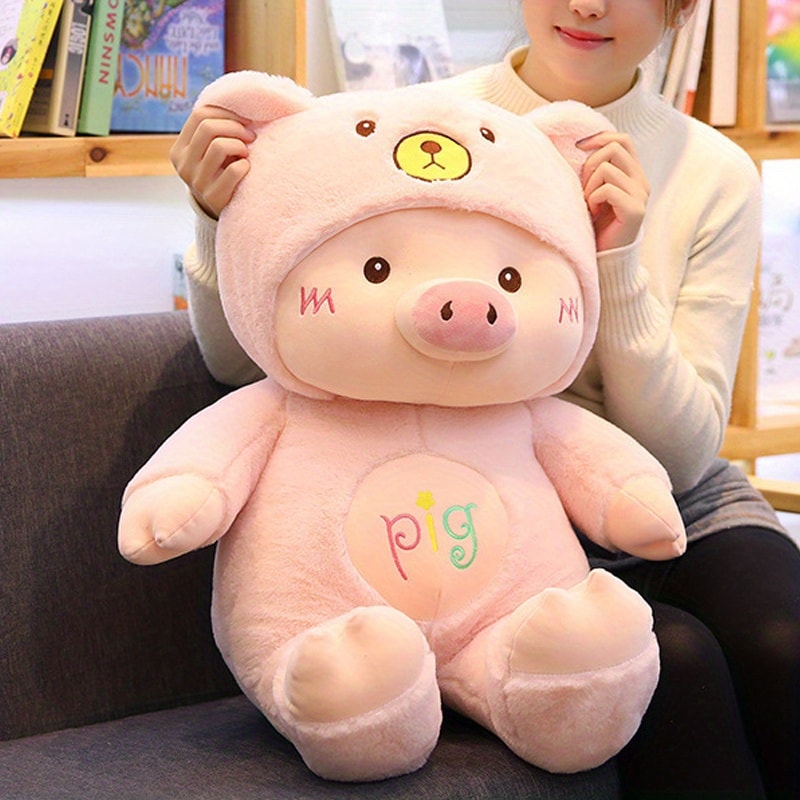 Stuffed Cartoon Pig Plush Toy With Bear Hat Cute Doll For Bed Sofa Decoration Birthday Gifts For Ki 5