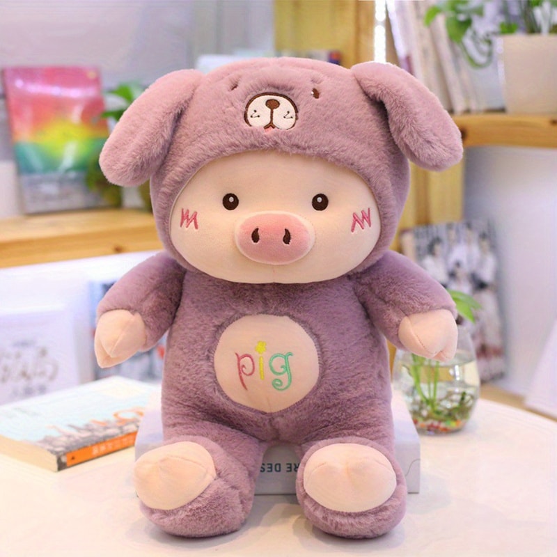 Stuffed Cartoon Pig Plush Toy With Bear Hat Cute Doll For Bed Sofa Decoration Birthday Gifts For Ki 3