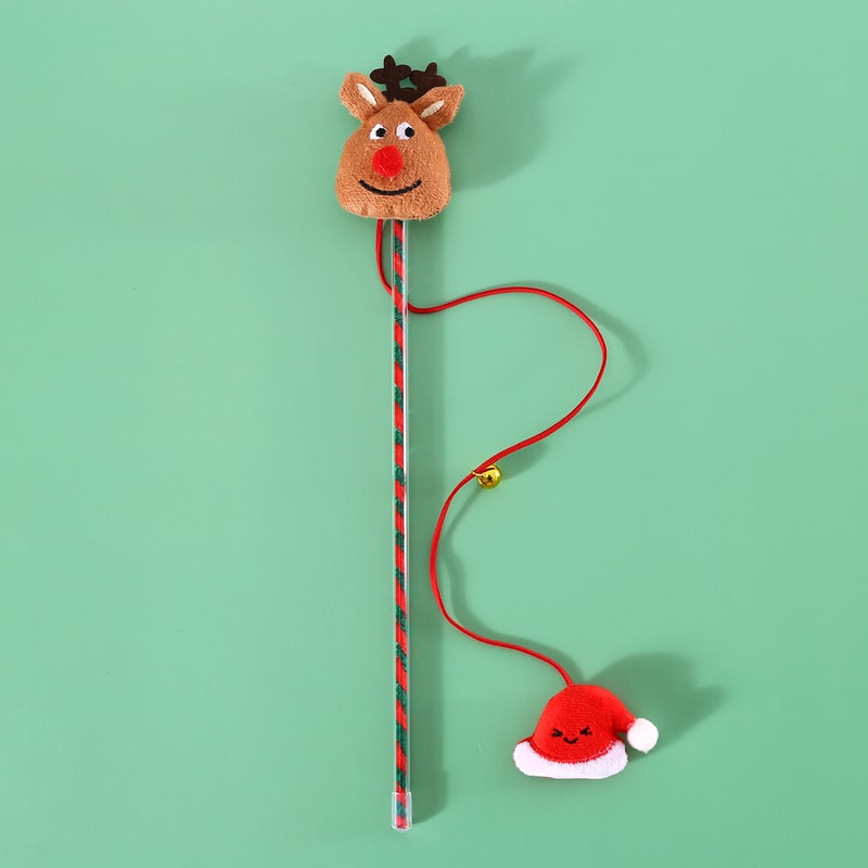 Interactive Cat Toys Kitten With Bell Santa Claus Snowman Elk Cat Toy Christmas Cats Wand Supplies 2