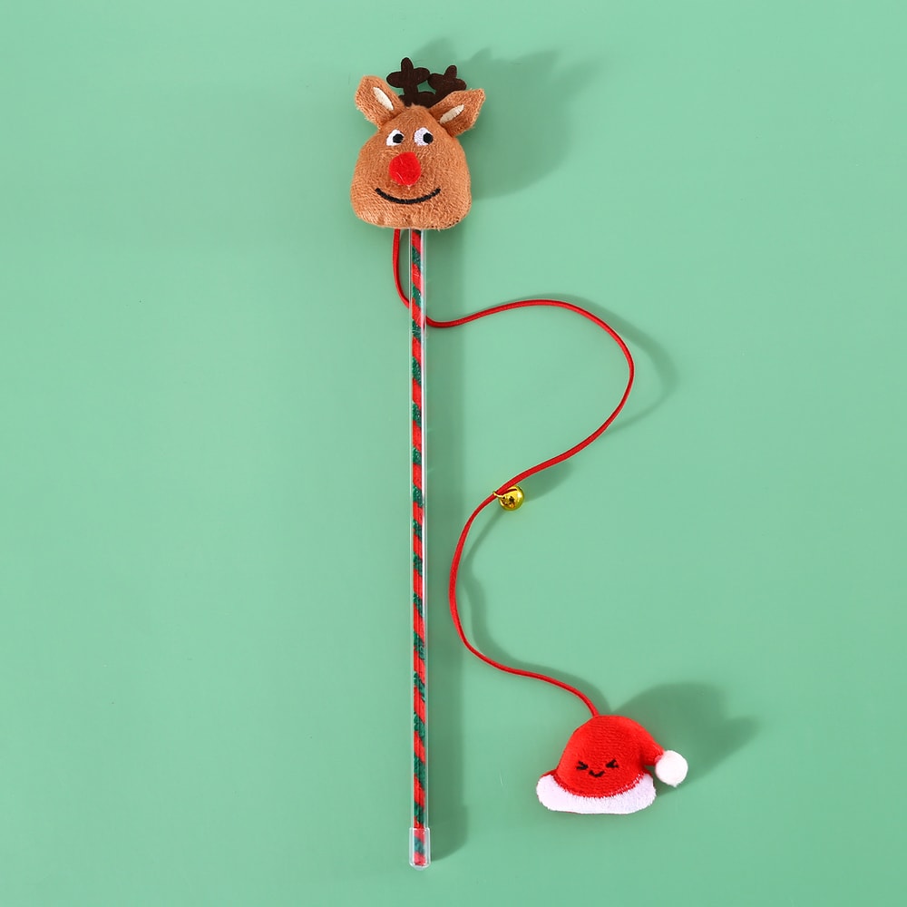Interactive Cat Toys Kitten With Bell Santa Claus Snowman Elk Cat Toy Christmas Cats Wand Supplies 6