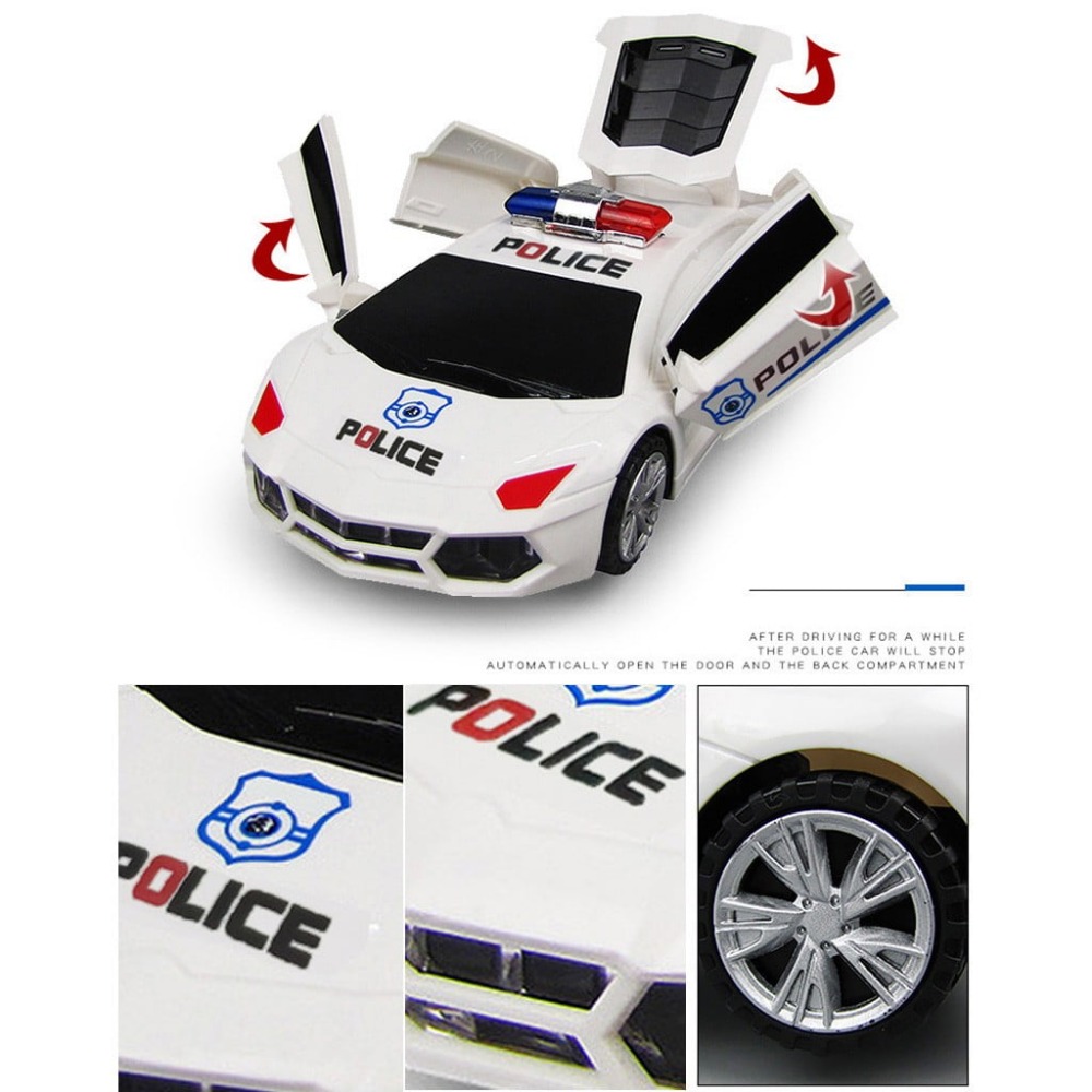 Police Car Toy With LED Lights Sound Openable Door Universal Wheel Patrol Cop Play Vehicle For Tod 4