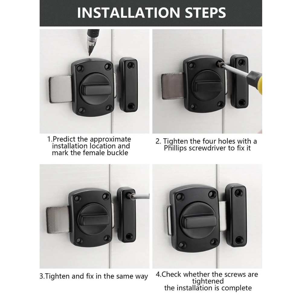 Double Sided Gate Hardware Safety Lock Gate Latch Slide Bolt 2