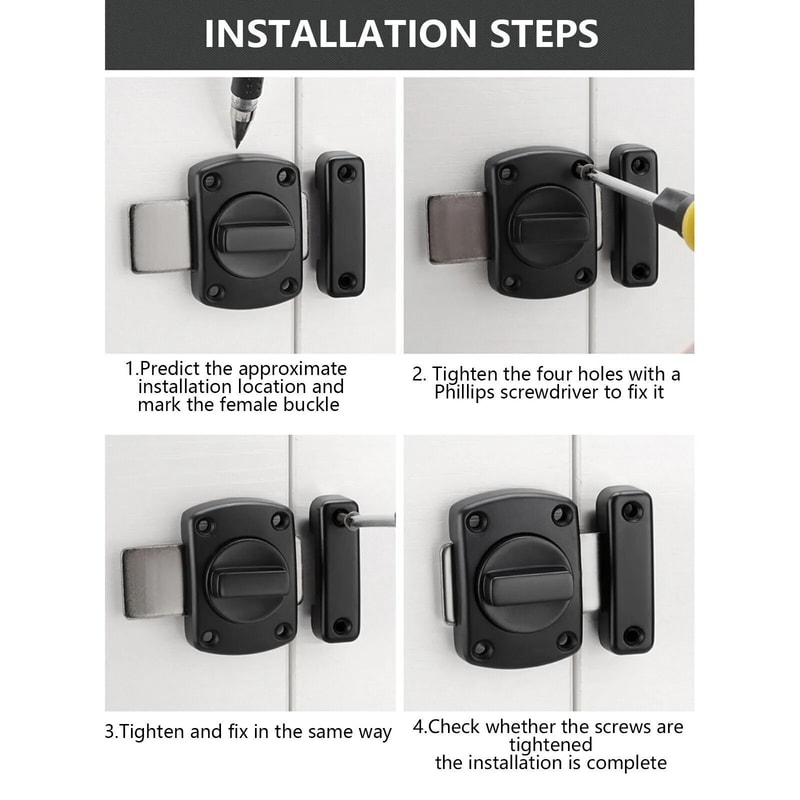 Double Sided Gate Hardware Safety Lock Gate Latch Slide Bolt 2