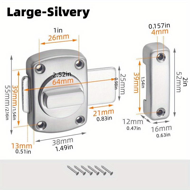 Double Sided Gate Hardware Safety Lock Gate Latch Slide Bolt 6