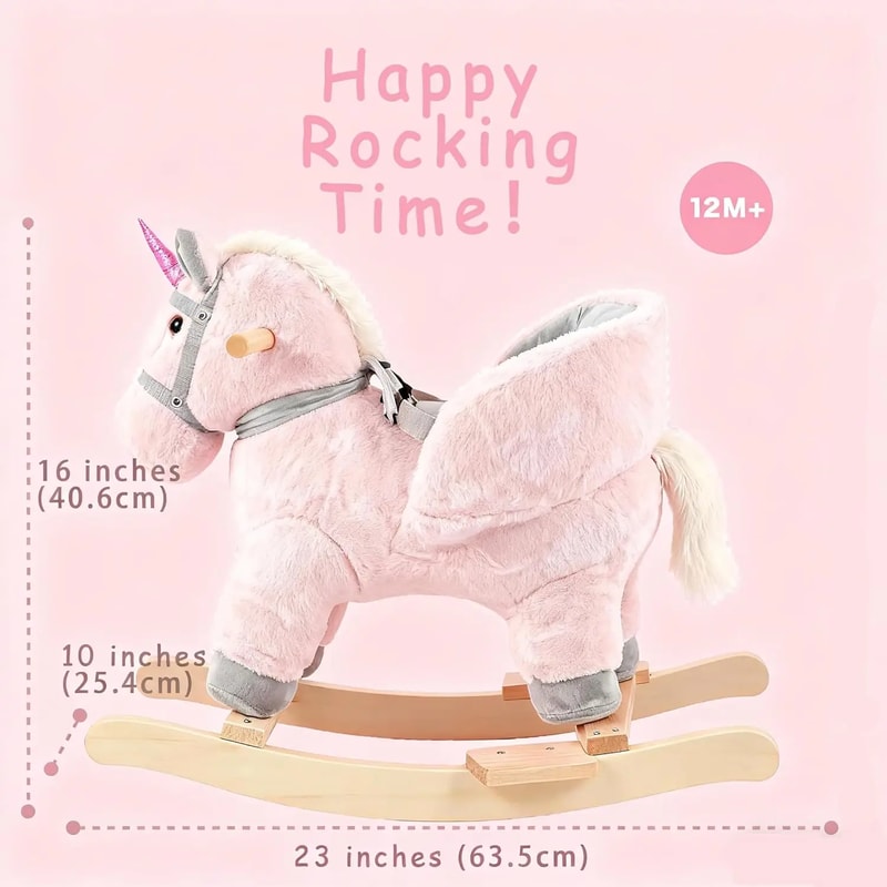 Wooden Plush Rocker Unicorn Ride On Toys for Toddlers, Baby Unicorn Rocker Gift for Kids