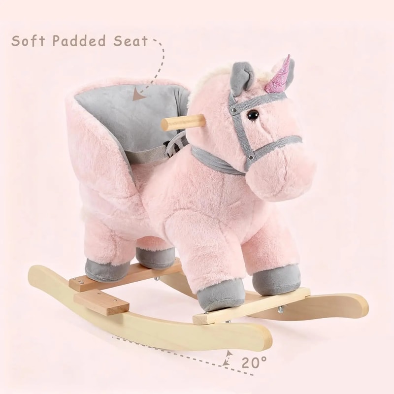 Wooden Plush Rocker Unicorn Ride On Toys for Toddlers, Baby Unicorn Rocker Gift for Kids
