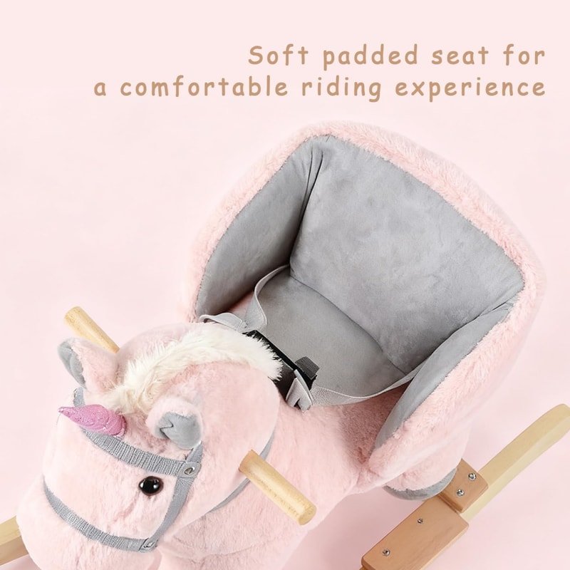 Wooden Plush Rocker Unicorn Ride On Toys for Toddlers, Baby Unicorn Rocker Gift for Kids
