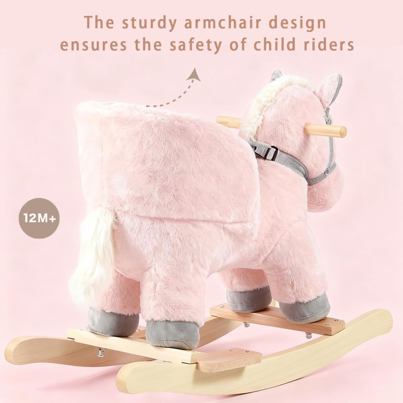 Wooden Plush Rocker Unicorn Ride On Toys for Toddlers, Baby Unicorn Rocker Gift for Kids
