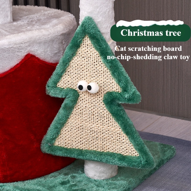 Cat Tower With Sisal Scratching Board Christmas Tree Cat Climbing Frame Plush Cat Bed 1