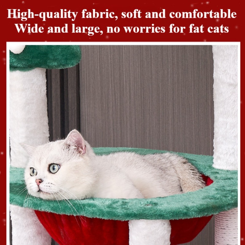 Cat Tower With Sisal Scratching Board Christmas Tree Cat Climbing Frame Plush Cat Bed 3