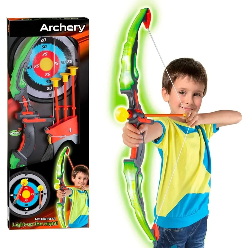 LED Light Up Archery Toy Set For Kids Bow And Arrow Game With Quiver Indoor And Outdoor Sport Toys 0