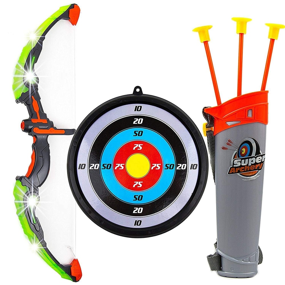 LED Light Up Archery Toy Set For Kids Bow And Arrow Game With Quiver Indoor And Outdoor Sport Toys 2