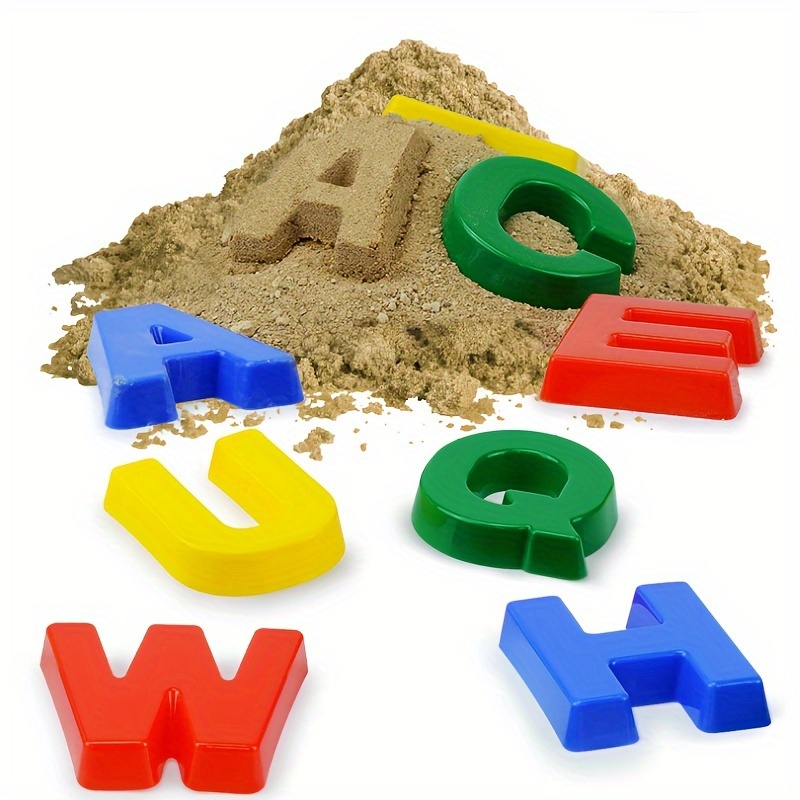 Montessori Toys for Toddlers, ABC Learning Alphabet Sand Mold Set, Uppercase Letters Beach Play Toy, Color Sorting Game