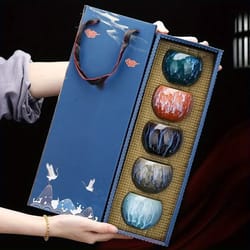 high-end kung fu tea set with ceramic japanese teacups gift box