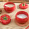 Tomato Ceramic Sugar Bowl with Spoon, Storage Spice Jar, Kitchen Dining Table Seasoning Container, Christmas Decorative