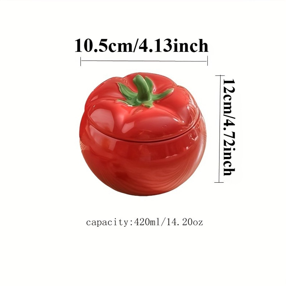 Tomato Ceramic Sugar Bowl with Spoon, Storage Spice Jar, Kitchen Dining Table Seasoning Container, Christmas Decorative