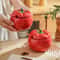 Tomato Ceramic Sugar Bowl with Spoon, Storage Spice Jar, Kitchen Dining Table Seasoning Container, Christmas Decorative