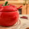 Tomato Ceramic Sugar Bowl with Spoon, Storage Spice Jar, Kitchen Dining Table Seasoning Container, Christmas Decorative