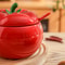 Tomato Ceramic Sugar Bowl with Spoon, Storage Spice Jar, Kitchen Dining Table Seasoning Container, Christmas Decorative