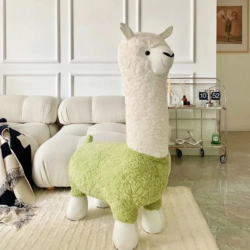Super Soft Cute Lamb Doll Stool, Plush Alpaca Chair, Washable Kids & Adult Stuffed Animal Stool
