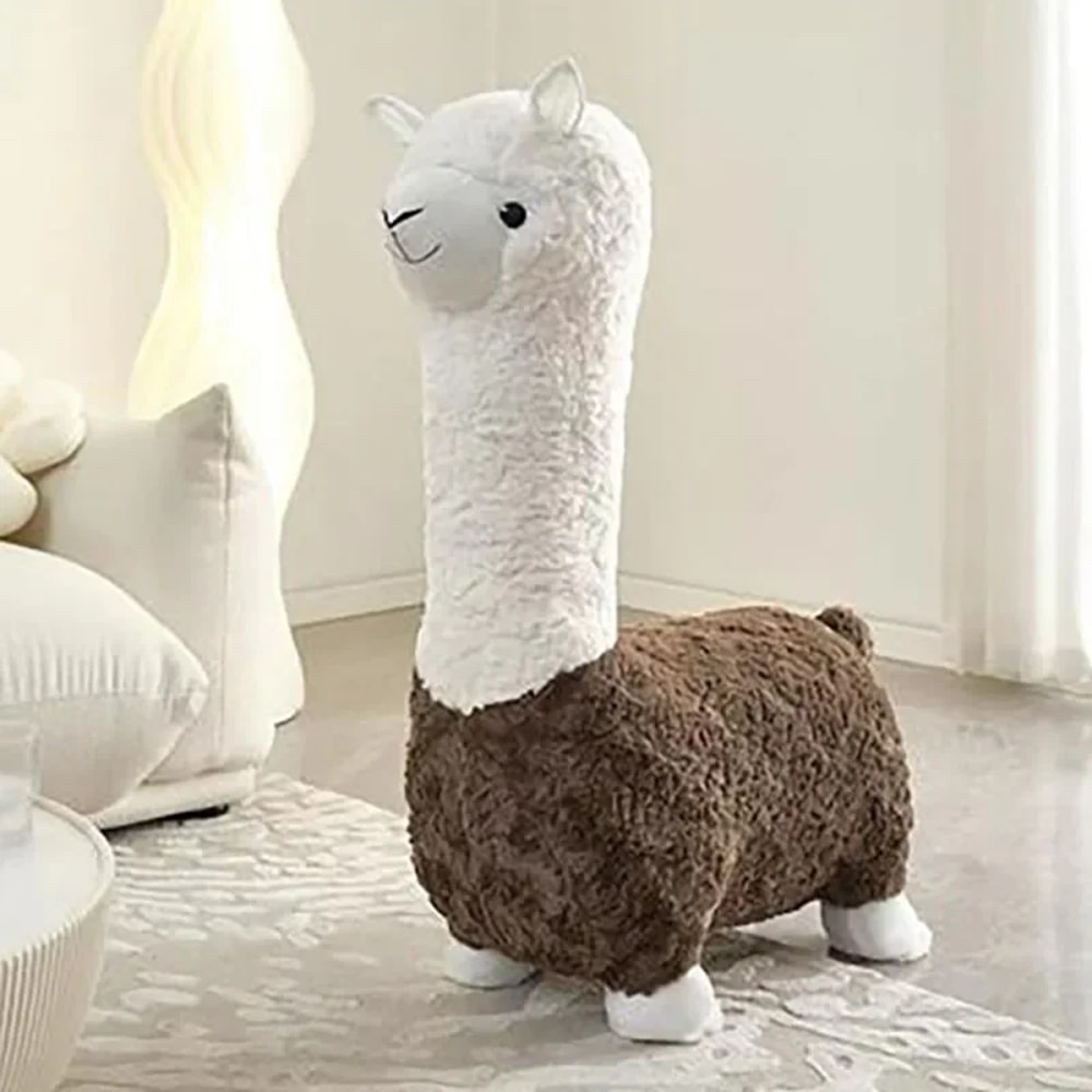 Super Soft Cute Lamb Doll Stool, Plush Alpaca Chair, Washable Kids & Adult Stuffed Animal Stool