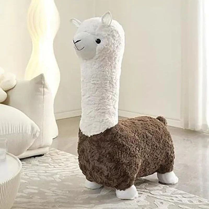 Super Soft Cute Lamb Doll Stool, Plush Alpaca Chair, Washable Kids & Adult Stuffed Animal Stool