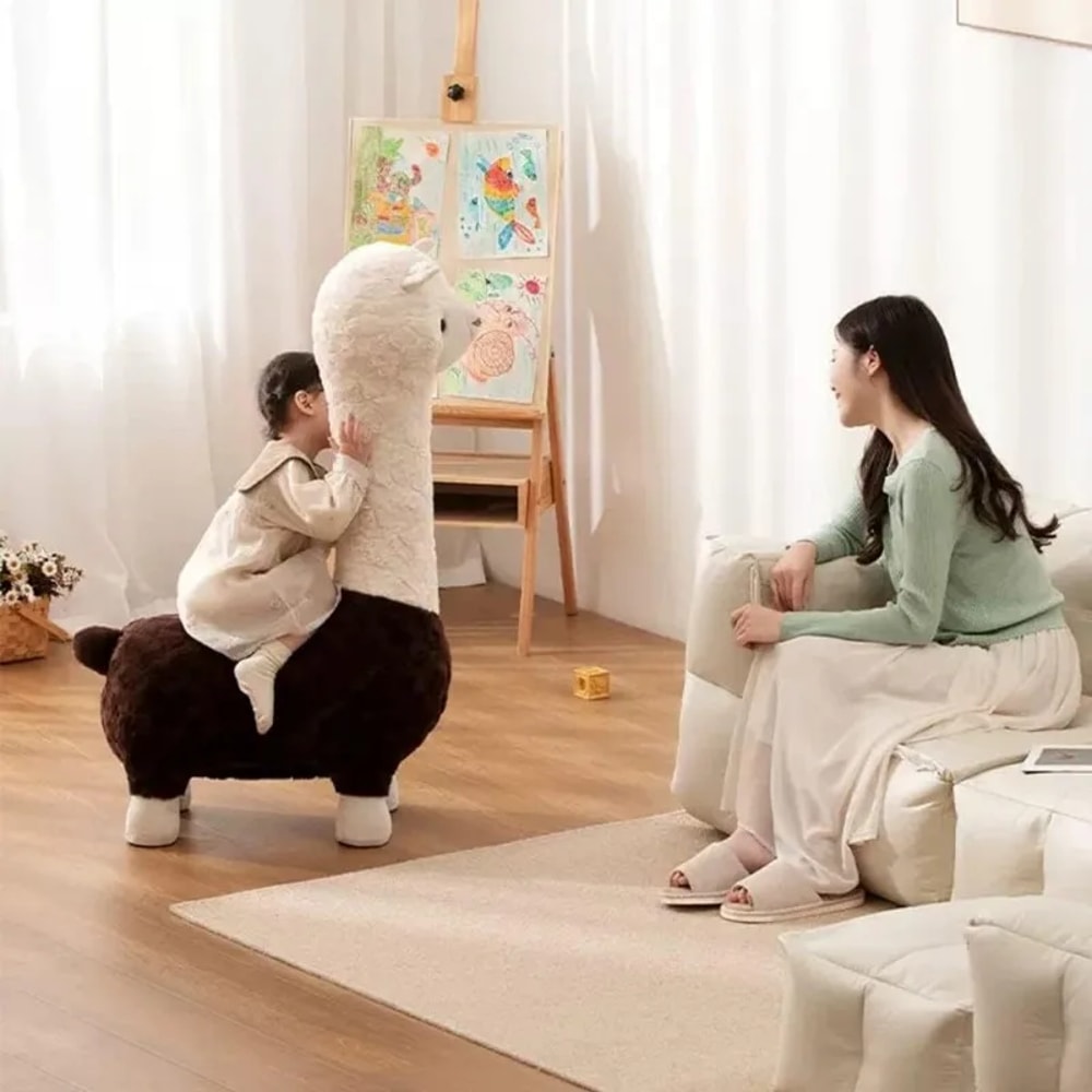 Super Soft Cute Lamb Doll Stool, Plush Alpaca Chair, Washable Kids & Adult Stuffed Animal Stool