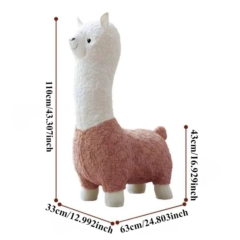 Super Soft Cute Lamb Doll Stool, Plush Alpaca Chair, Washable Kids & Adult Stuffed Animal Stool