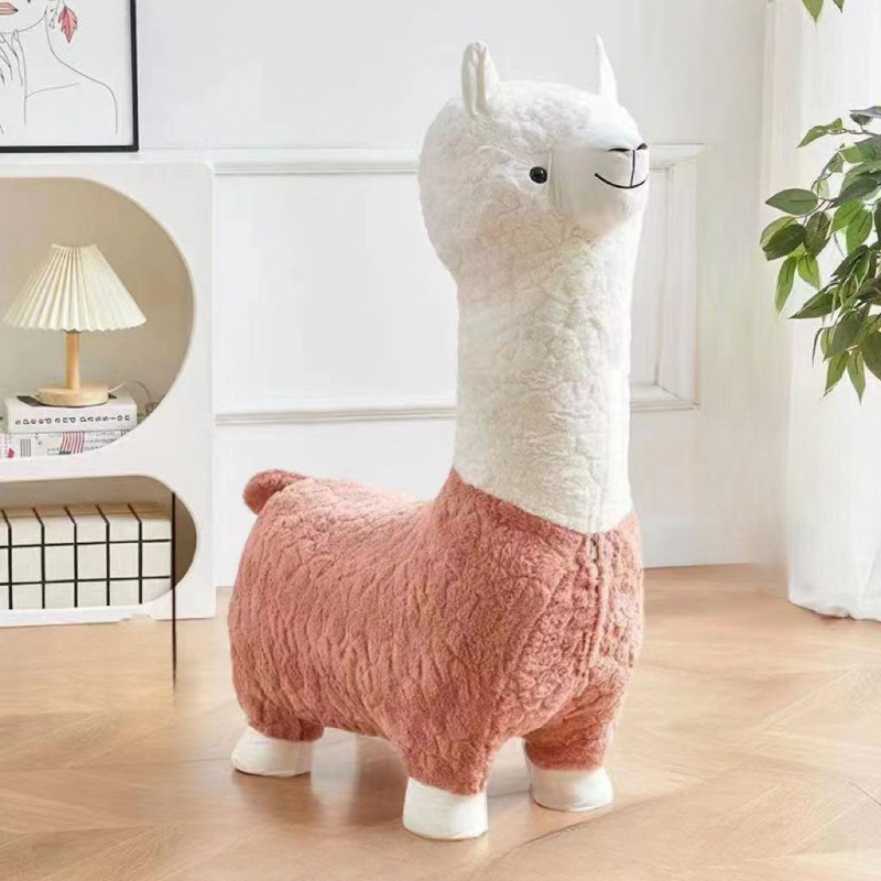 Super Soft Cute Lamb Doll Stool, Plush Alpaca Chair, Washable Kids & Adult Stuffed Animal Stool