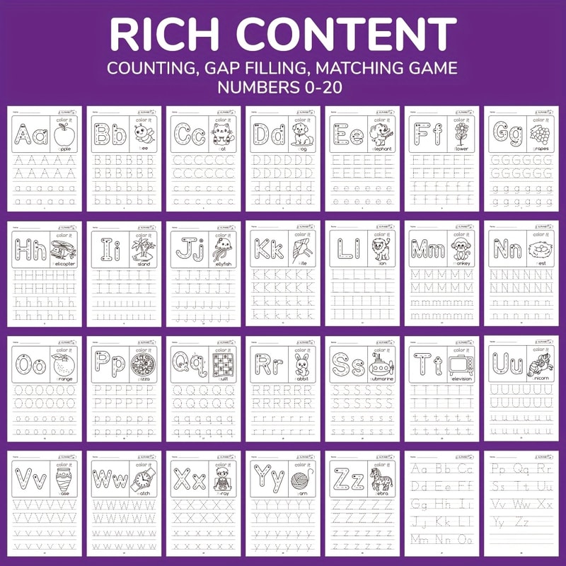 Educational Workbook for Preschool Learning, Alphabet Tracing, Busy ABC Color Book for Kids, Letter Tracing Fun for Boys